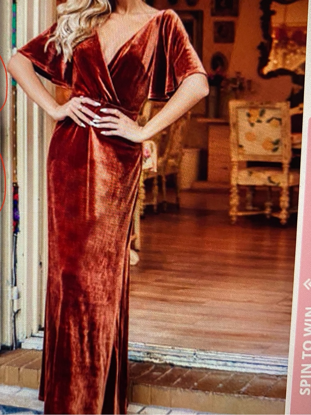 Ever Pretty Rust Velvet Surplice Maxi Dress